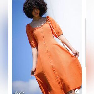 Urban Outfitters cotton puff sleeves button front midi Dress Sz M
